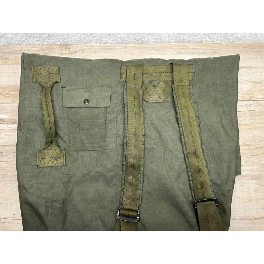 Genuine US Military Duffle Bag Army Soldier Surplus Green Cnvas Top Load Bag